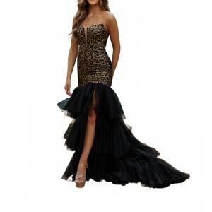 NEW SOPHIA THOMAS cheetah tulle gown in brown